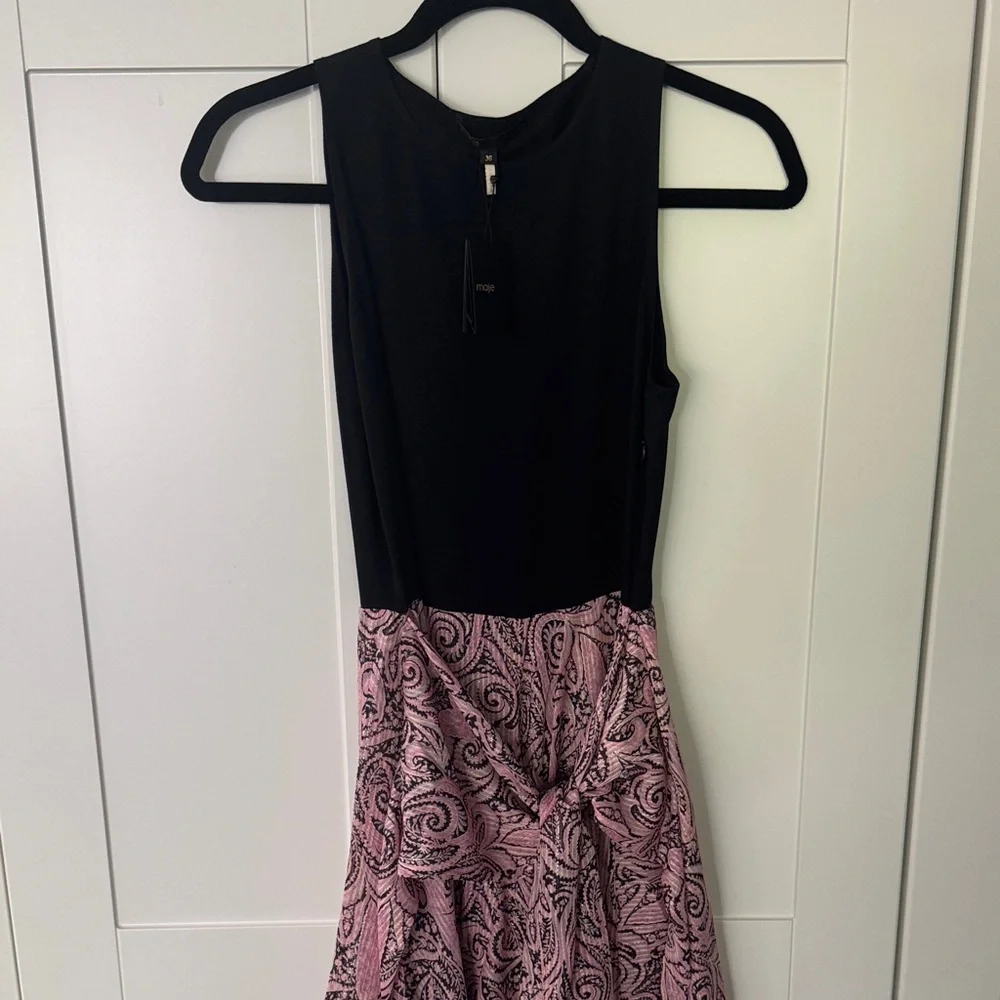 Maje Black & Pink Paisley Sleeveless Dress - Picture 1 of 8